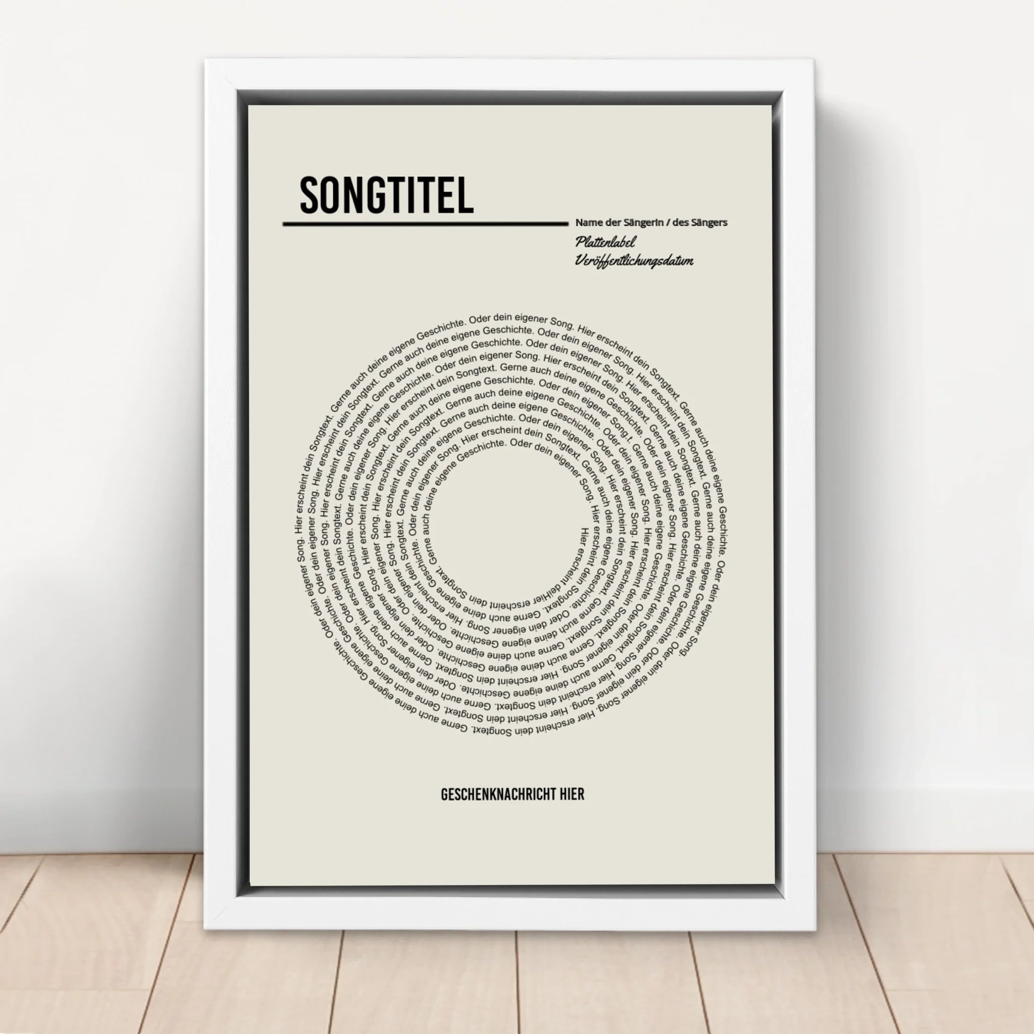 Personalisierte Leinwand – Individueller Vinyl-Songtext-Print