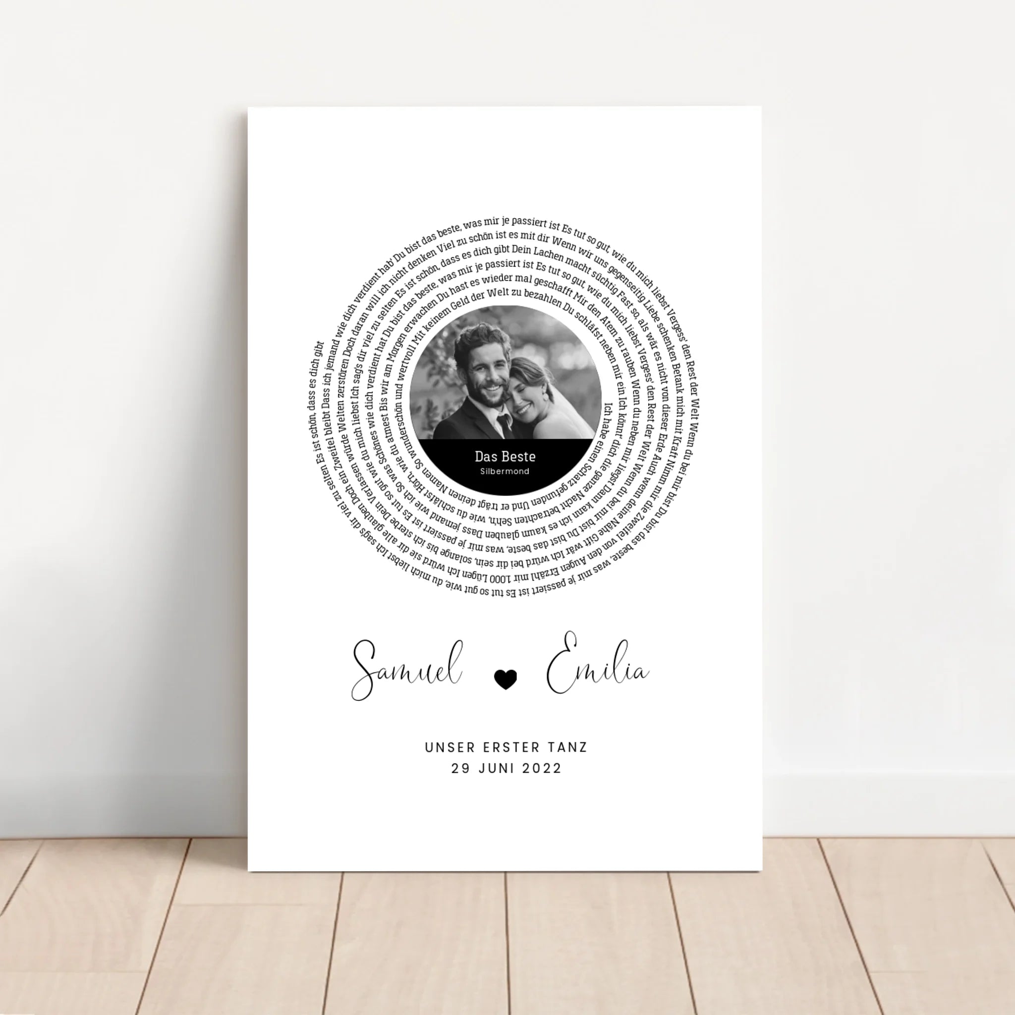 Personalisierte Leinwand – Individueller Songtext-Print