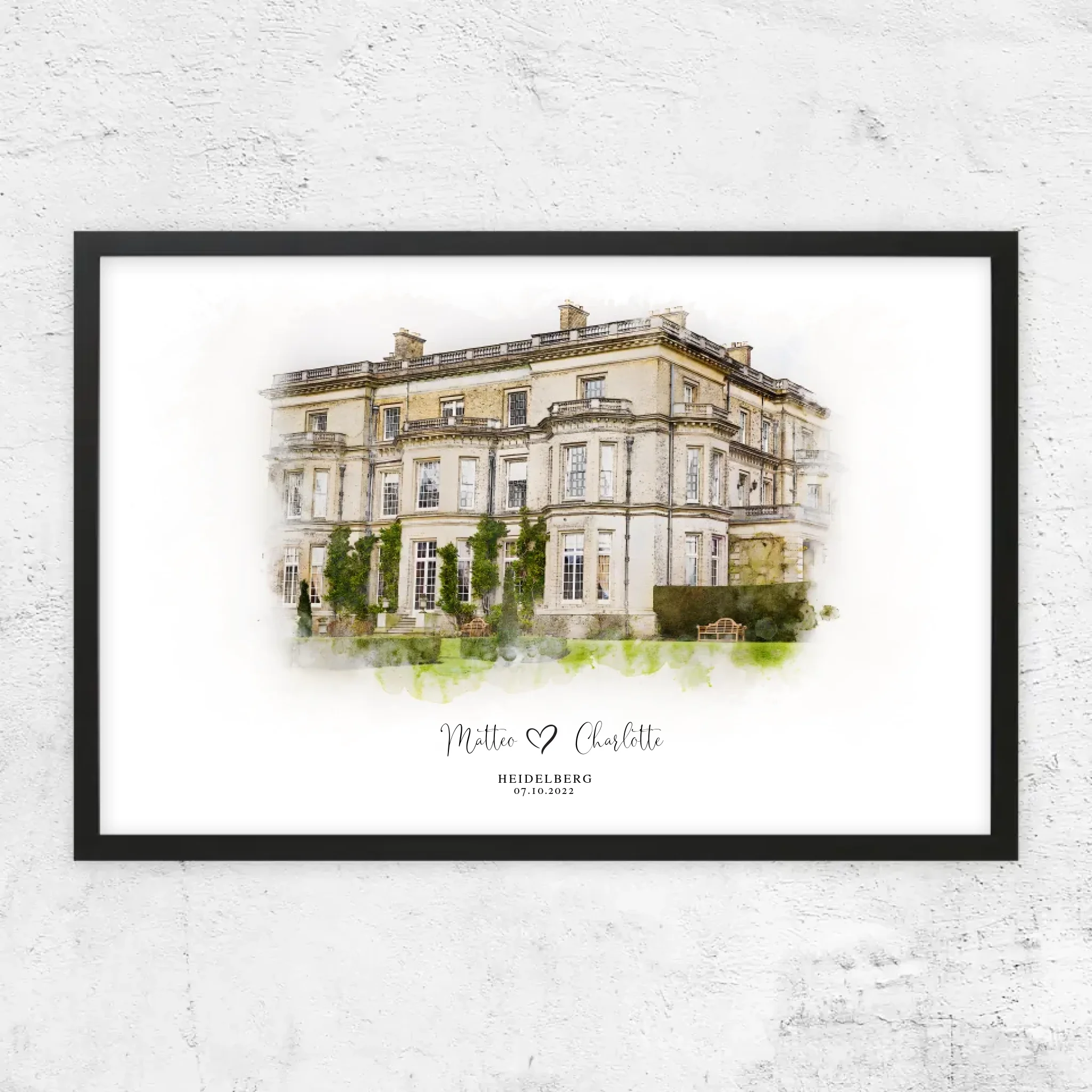 Personalisiertes Poster – Hochzeitsort-Skizze