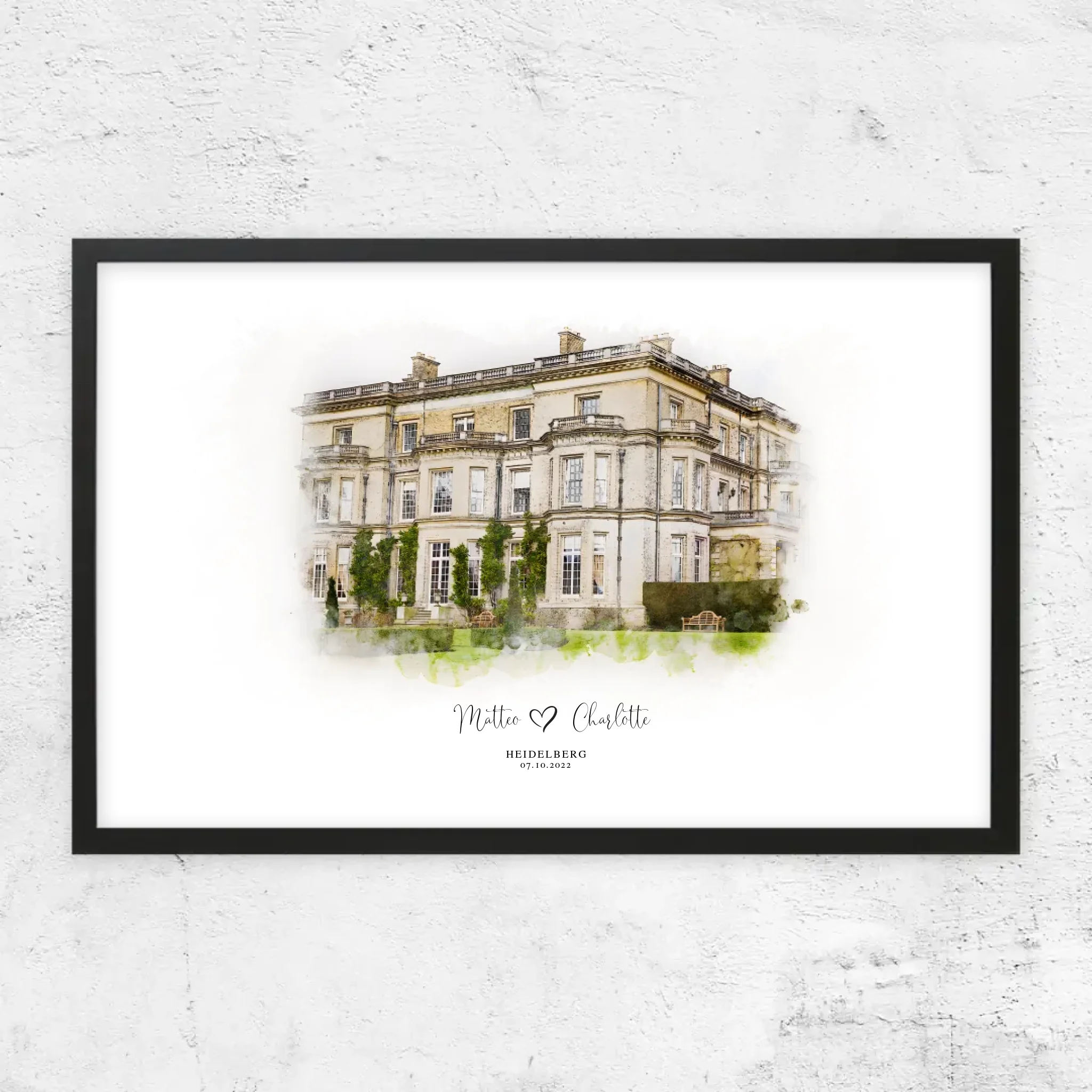 Personalisiertes Poster – Hochzeitsort-Skizze