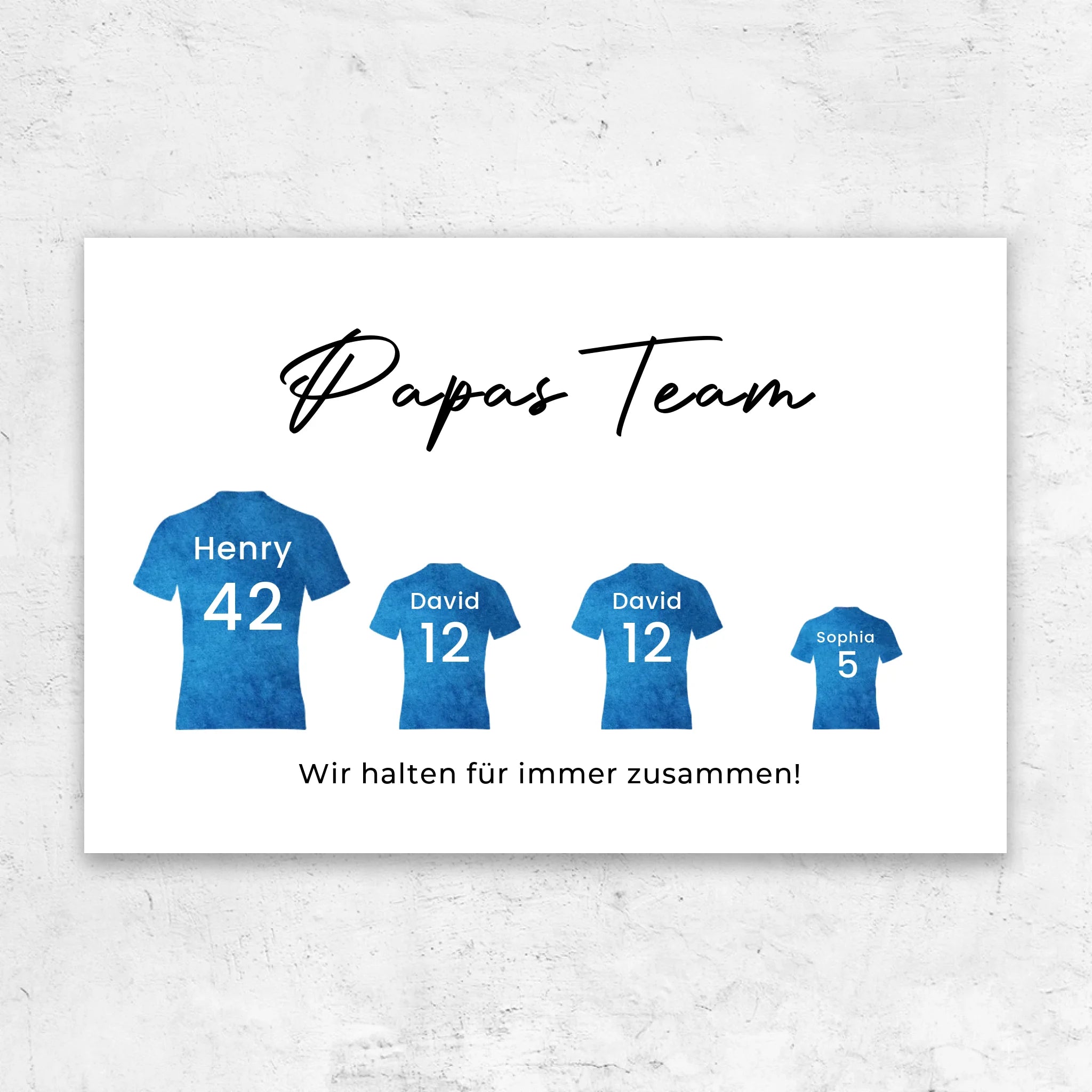 Personalisierte Leinwand "Papas Fußball Team mit personalisierbarer Trikot Farbe"