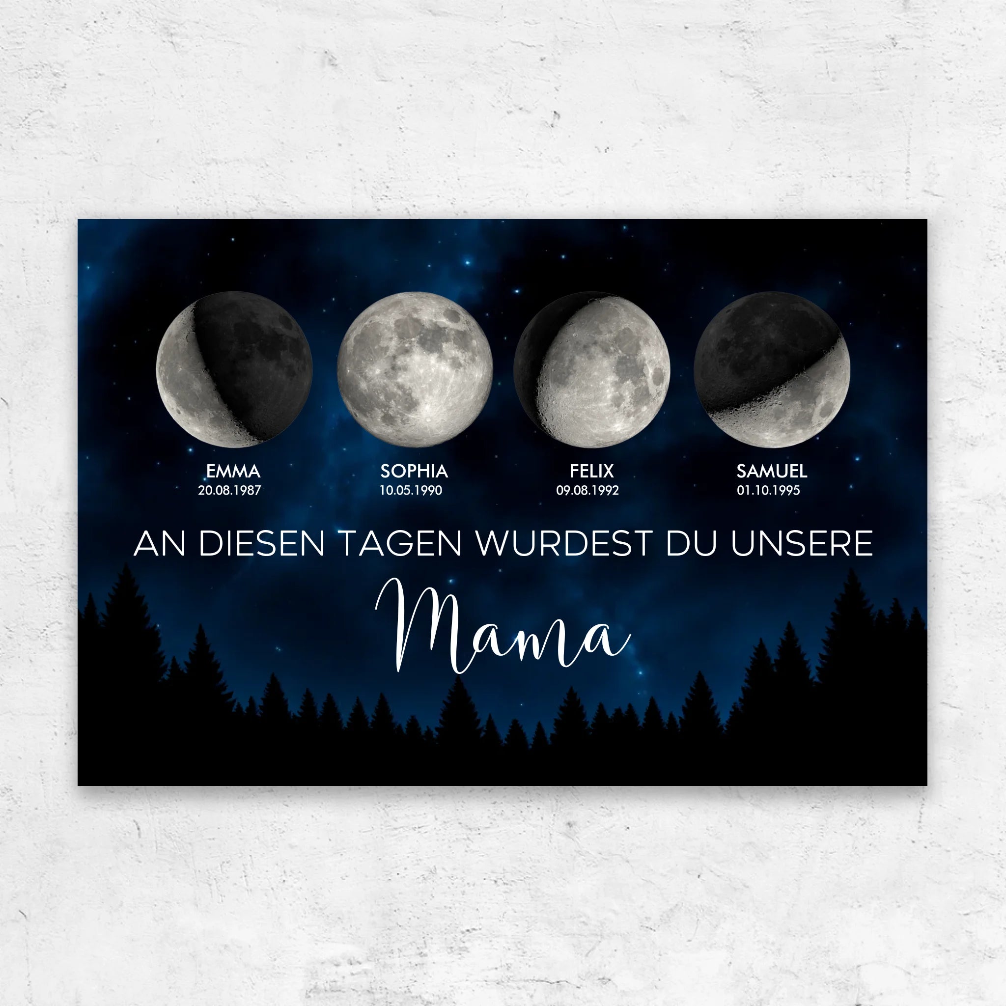 Personalisierte Leinwand "Mondphase - An diesen Tagen wurdest du unsere Mama"