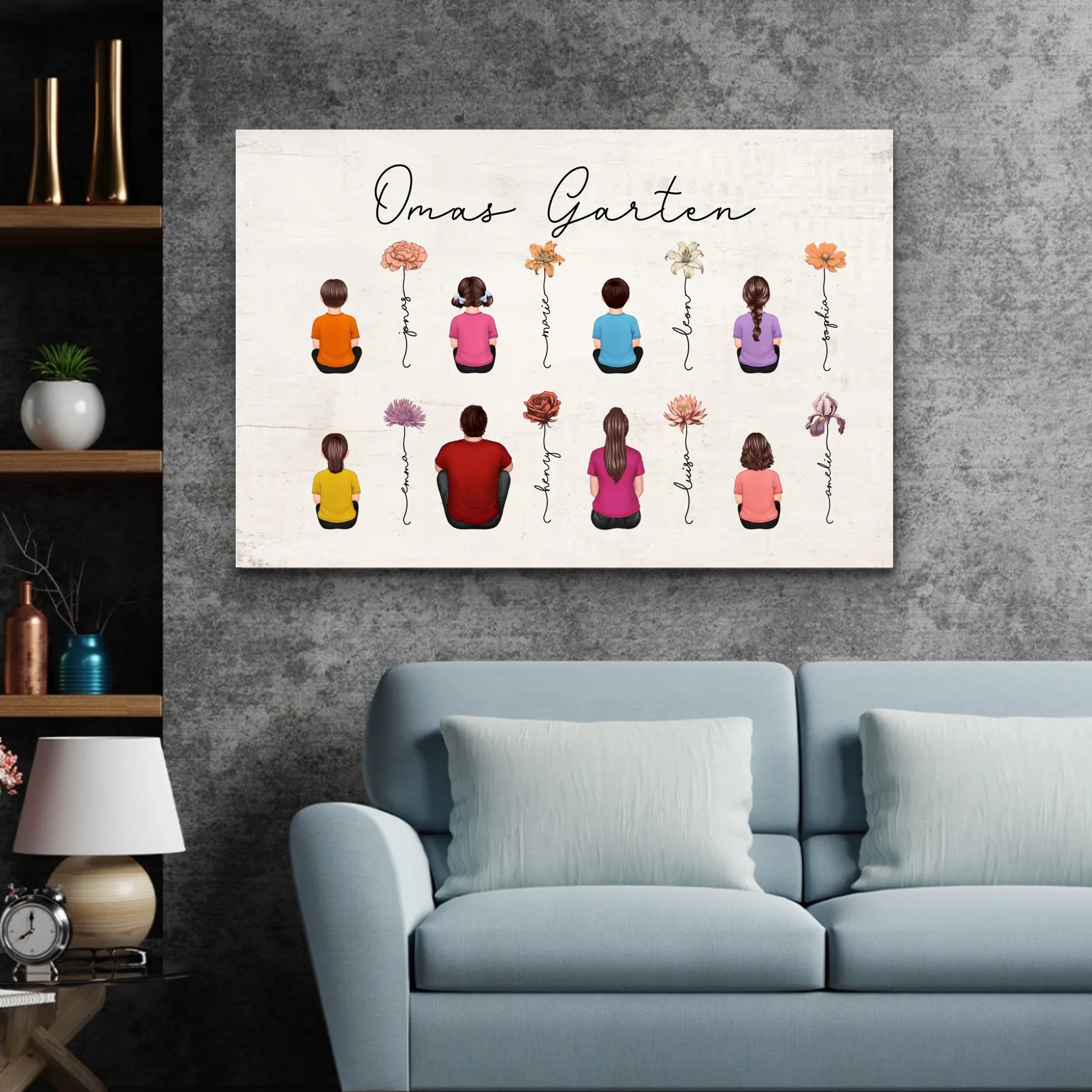 Personalisierte Leinwand – Vintage-Geburtsmonatsblumen-Garten