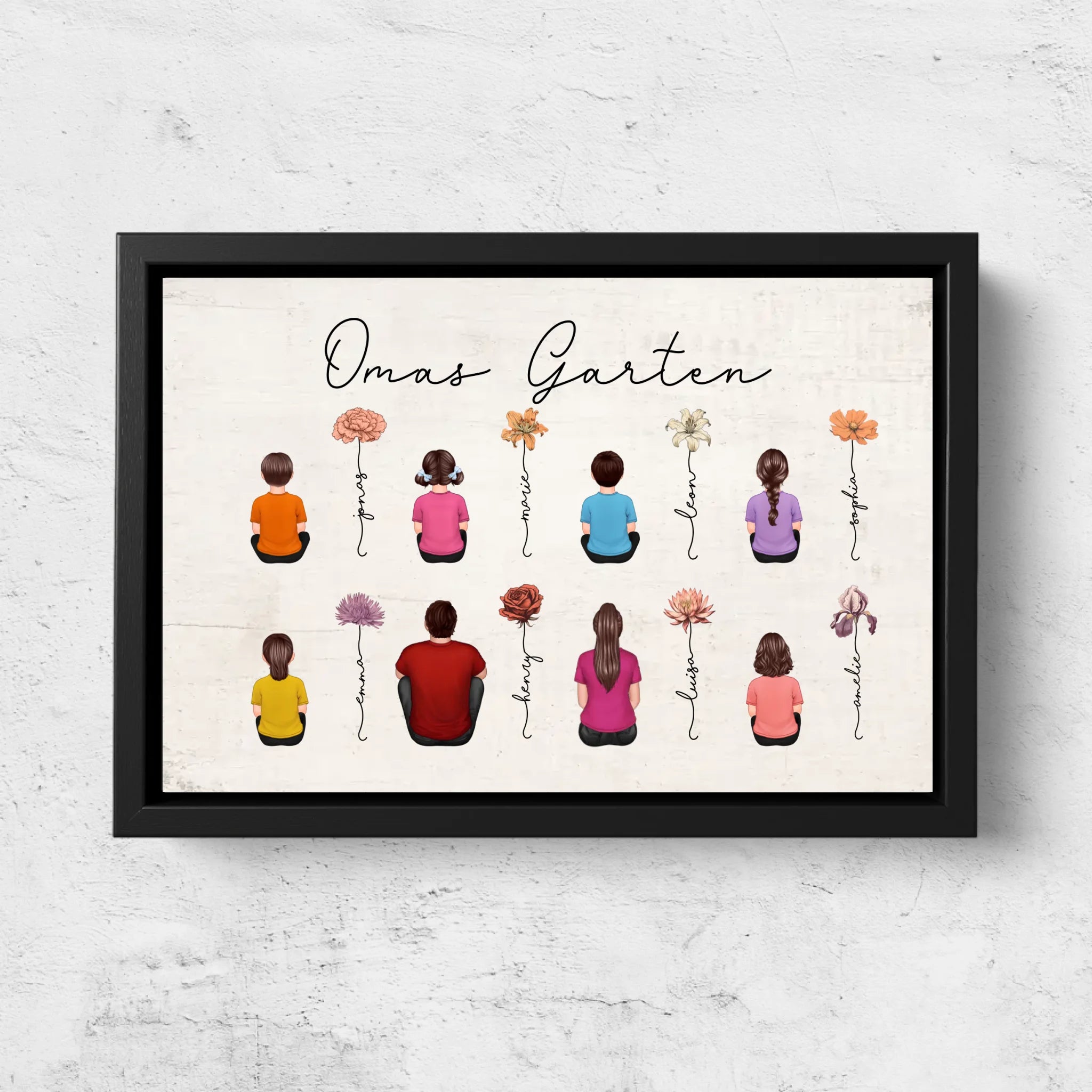 Personalisierte Leinwand – Vintage-Geburtsmonatsblumen-Garten