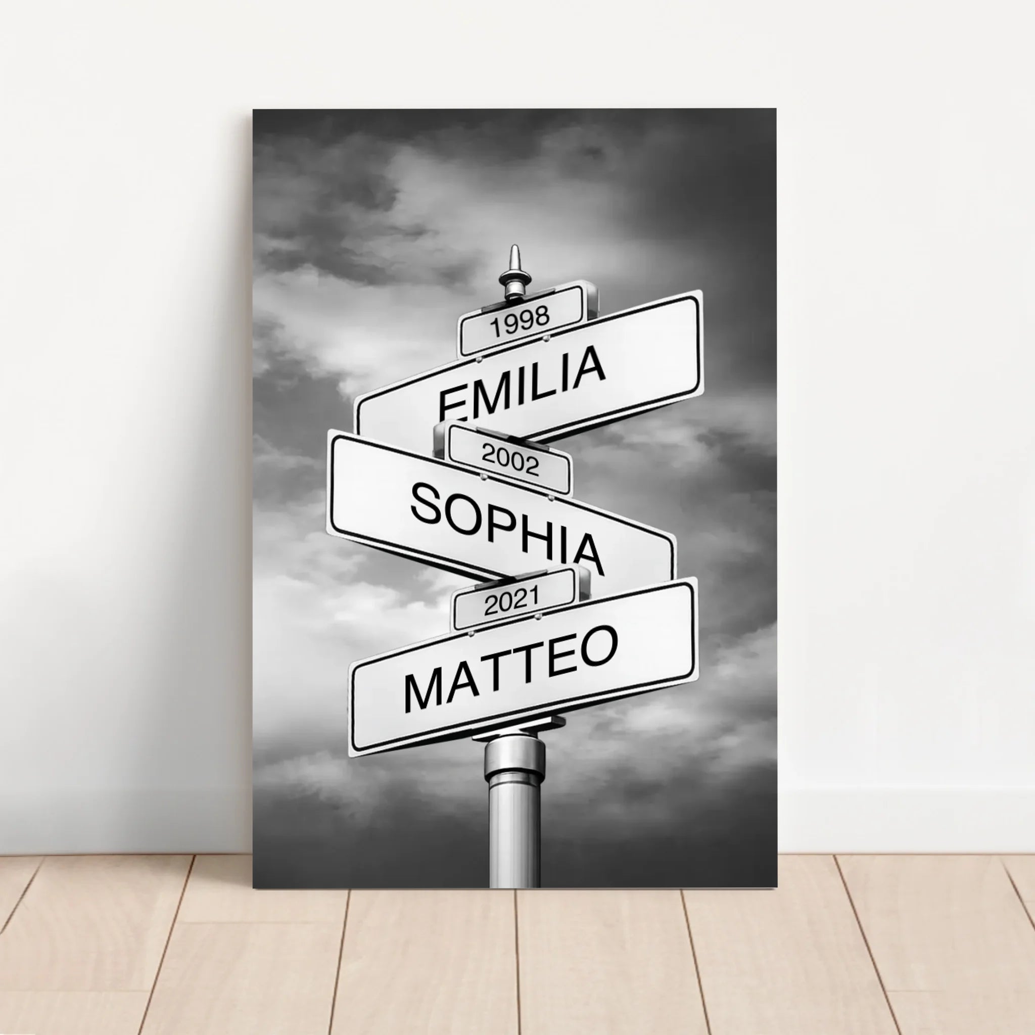 Personalisierte Leinwand – Straßenschild mit Familienname und Datum