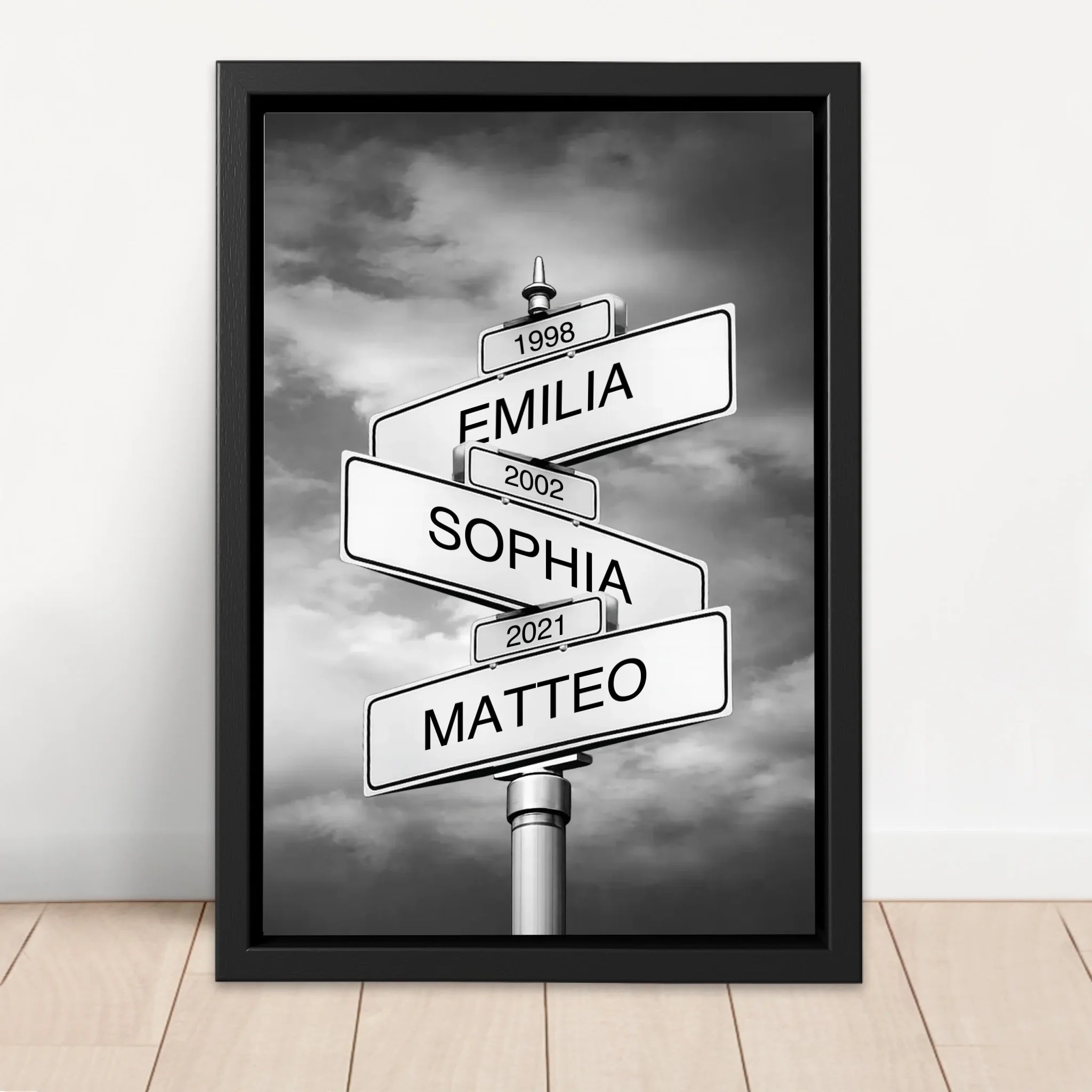 Personalisierte Leinwand – Straßenschild mit Familienname und Datum